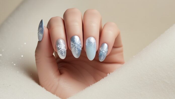 Winter Wonderland Minimalist Snowflake Nail Art for the Perfect Winter Look